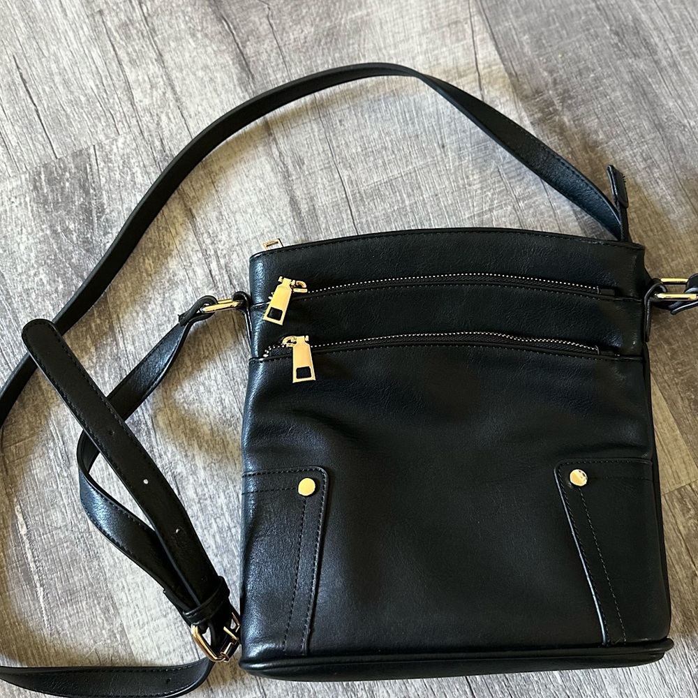 Triple Zip Pocket Medium Crossbody Bag